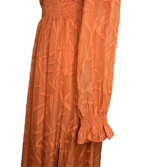 Baltic Born Women’s Large Bridget Textured Maxi Dress Rust Winter Wedding NEW - Picture 9 of 12